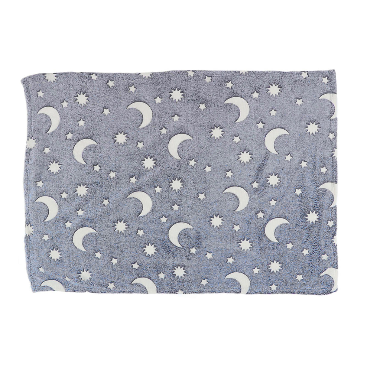 1.5x2m Luminous Blanket Double Side Flannel Star Moon Design Soft Glow in The Dark Blanket for KidsDusty Blue
