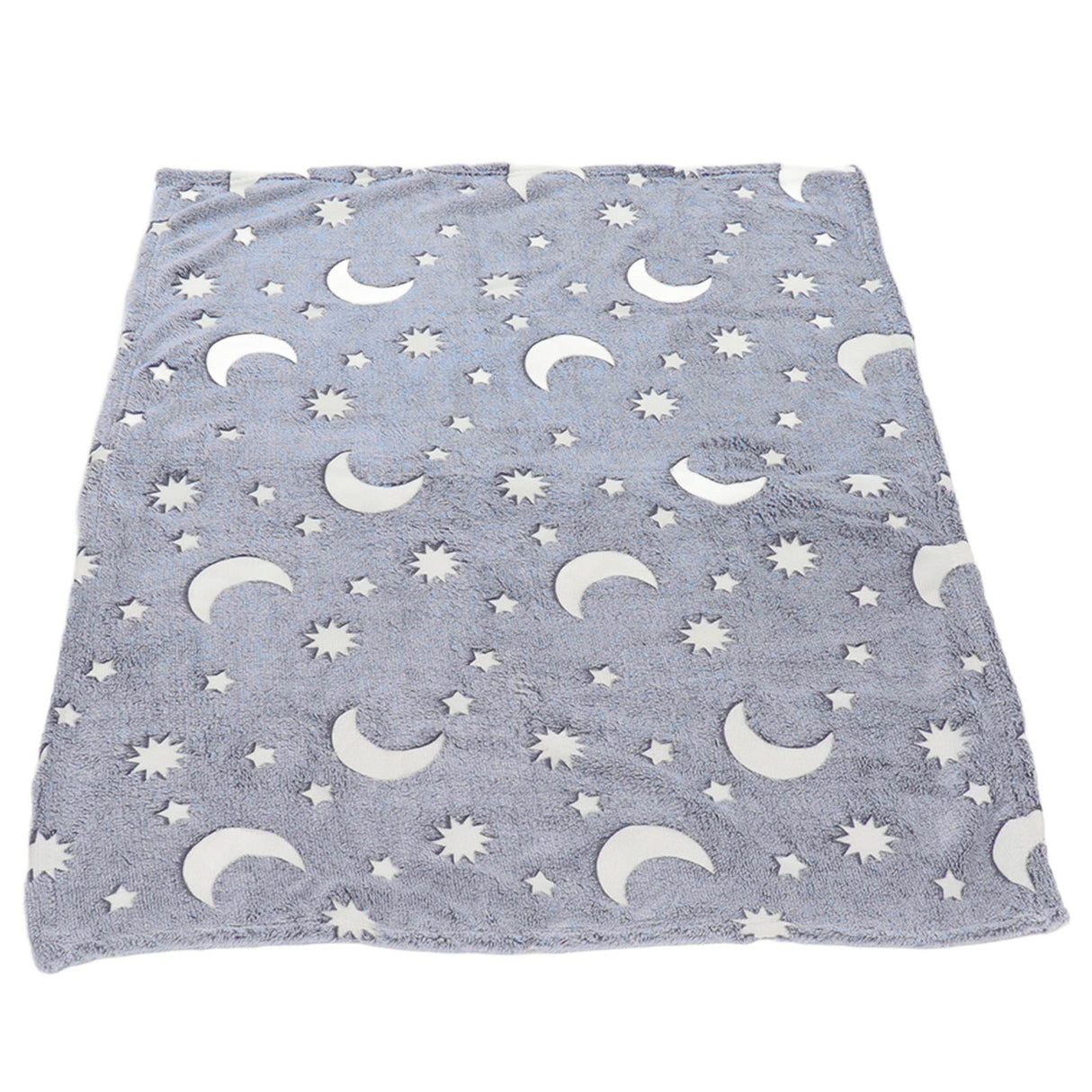 1.5x2m Luminous Blanket Double Side Flannel Star Moon Design Soft Glow in The Dark Blanket for KidsDusty Blue