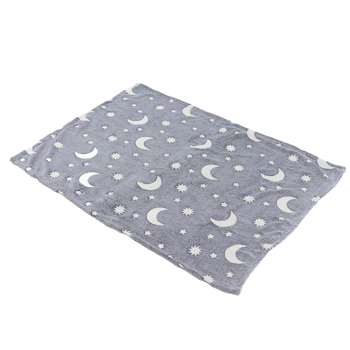 1.5x2m Luminous Blanket Double Side Flannel Star Moon Design Soft Glow in The Dark Blanket for KidsDusty Blue