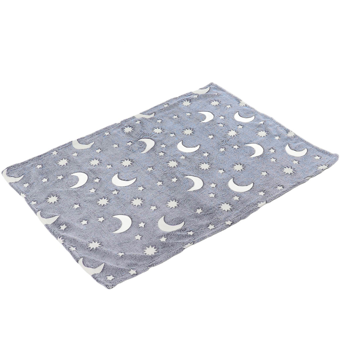 1.5x2m Luminous Blanket Double Side Flannel Star Moon Design Soft Glow in The Dark Blanket for KidsDusty Blue