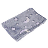 1.5x2m Luminous Blanket Double Side Flannel Star Moon Design Soft Glow in The Dark Blanket for KidsDusty Blue - Extra Image