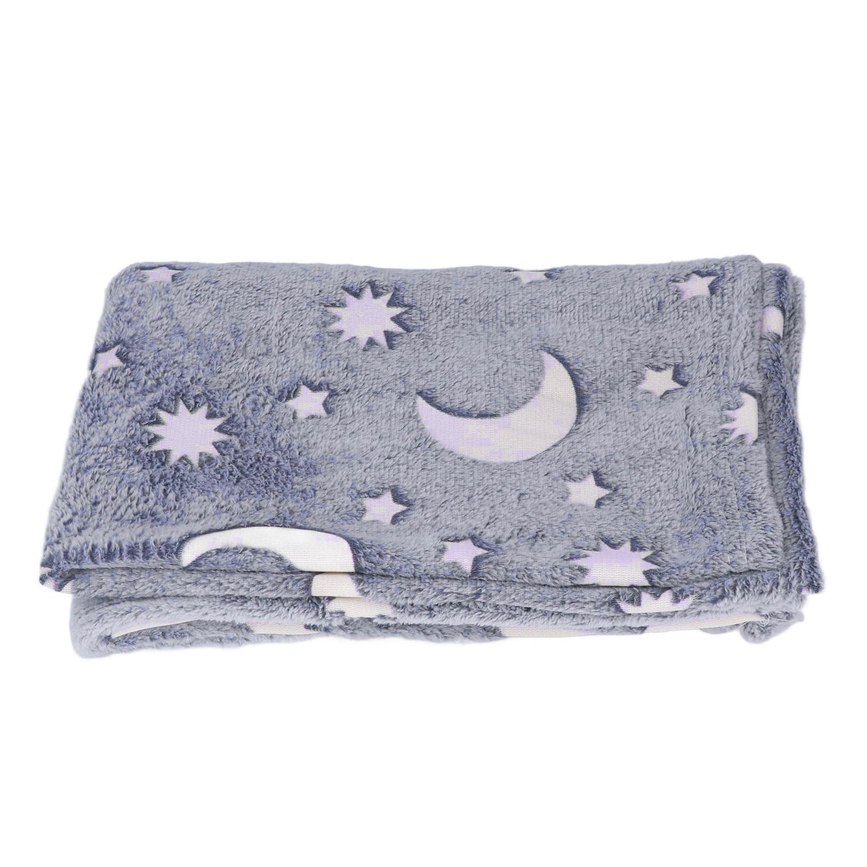 1.5x2m Luminous Blanket Double Side Flannel Star Moon Design Soft Glow in The Dark Blanket for KidsDusty Blue