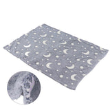 1.5x2m Luminous Blanket Double Side Flannel Star Moon Design Soft Glow in The Dark Blanket for KidsDusty Blue