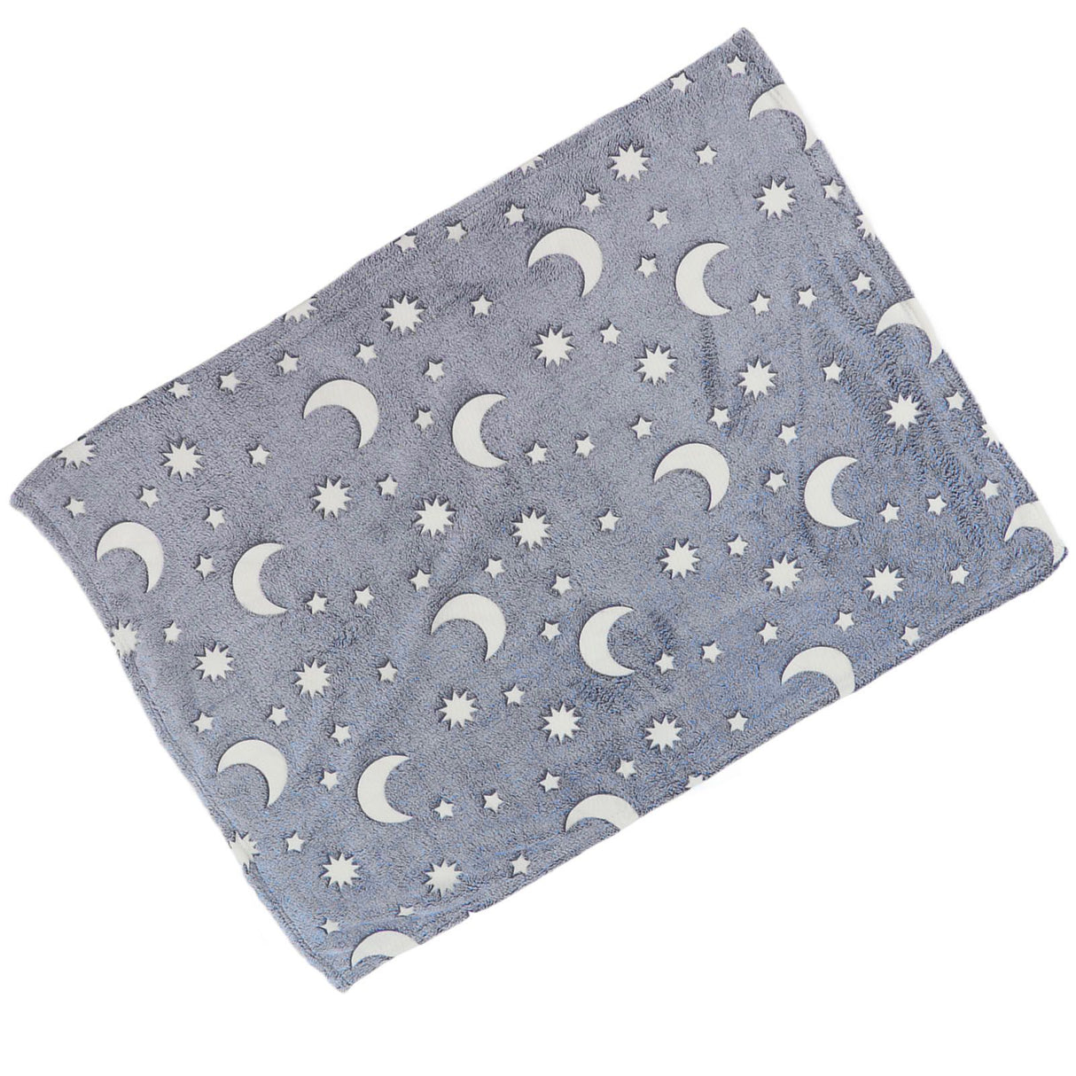 1.5x2m Luminous Blanket Double Side Flannel Star Moon Design Soft Glow in The Dark Blanket for KidsDusty Blue