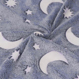 1.5x2m Luminous Blanket Double Side Flannel Star Moon Design Soft Glow in The Dark Blanket for KidsDusty Blue