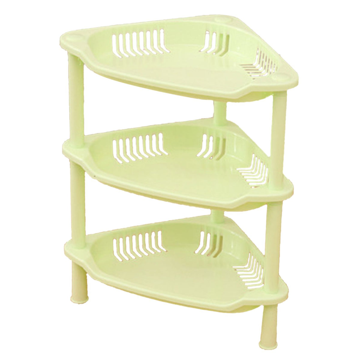 3 Layers Bathroom Standing Shelf Bathroom Stand PP Land Installation Bathroom Rack Storage Shelves for Bathroom KitchenGreen Trigon