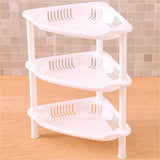 3 Layers Bathroom Standing Shelf Bathroom Stand PP Land Installation Bathroom Rack Storage Shelves for Bathroom KitchenWhite Trigon - Front View