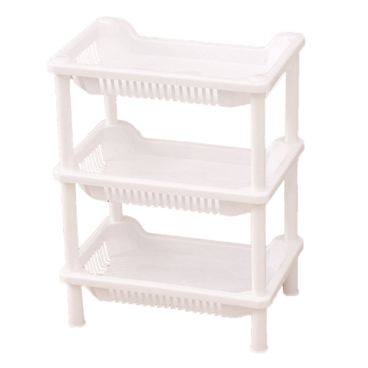 3 Layers Bathroom Standing Shelf Bathroom Stand PP Land Installation Bathroom Rack Storage Shelves for Bathroom KitchenWhite Tetragonum