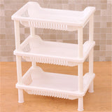 3 Layers Bathroom Standing Shelf Bathroom Stand PP Land Installation Bathroom Rack Storage Shelves for Bathroom KitchenWhite Tetragonum - Front View