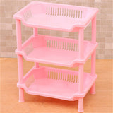 3 Layers Bathroom Standing Shelf Bathroom Stand PP Land Installation Bathroom Rack Storage Shelves for Bathroom KitchenPink Tetragonum