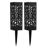 2Pcs Cemetery Grave Vase Black Column Unique Hollow Design Easy Installation Ground Insert Grave Flower Holders