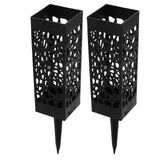2Pcs Cemetery Grave Vase Black Column Unique Hollow Design Easy Installation Ground Insert Grave Flower Holders - Rear View