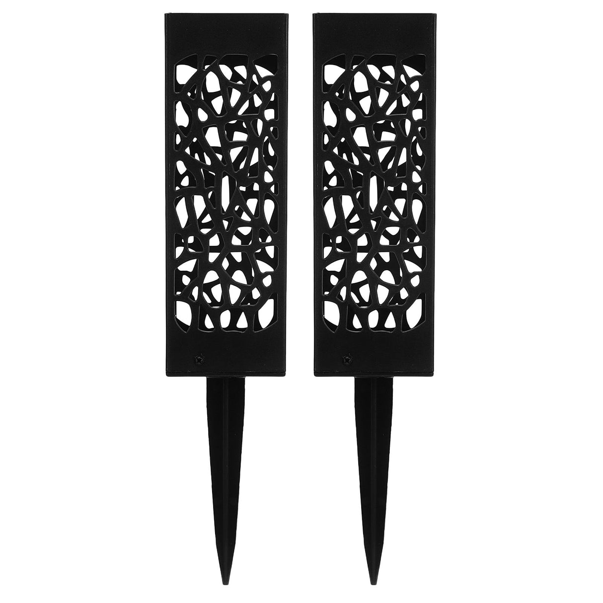 2Pcs Cemetery Grave Vase Black Column Unique Hollow Design Easy Installation Ground Insert Grave Flower Holders
