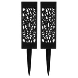 2Pcs Cemetery Grave Vase Black Column Unique Hollow Design Easy Installation Ground Insert Grave Flower Holders