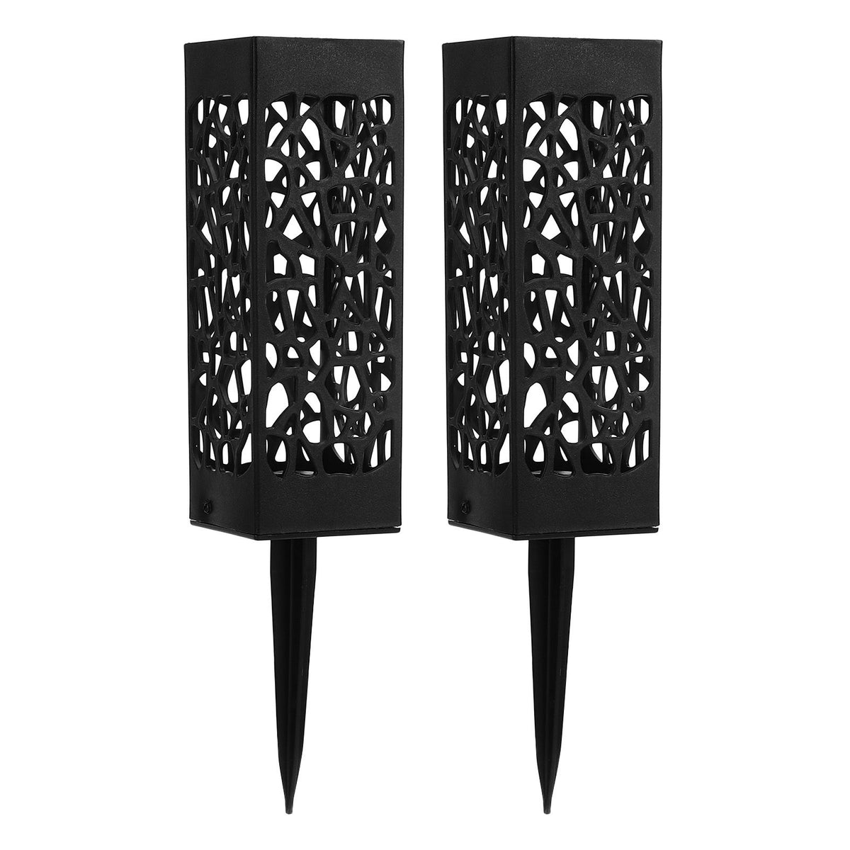 2Pcs Cemetery Grave Vase Black Column Unique Hollow Design Easy Installation Ground Insert Grave Flower Holders