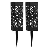 2Pcs Cemetery Grave Vase Black Column Unique Hollow Design Easy Installation Ground Insert Grave Flower Holders