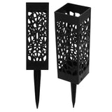 2Pcs Cemetery Grave Vase Black Column Unique Hollow Design Easy Installation Ground Insert Grave Flower Holders