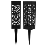 2Pcs Cemetery Grave Vase Black Column Unique Hollow Design Easy Installation Ground Insert Grave Flower Holders