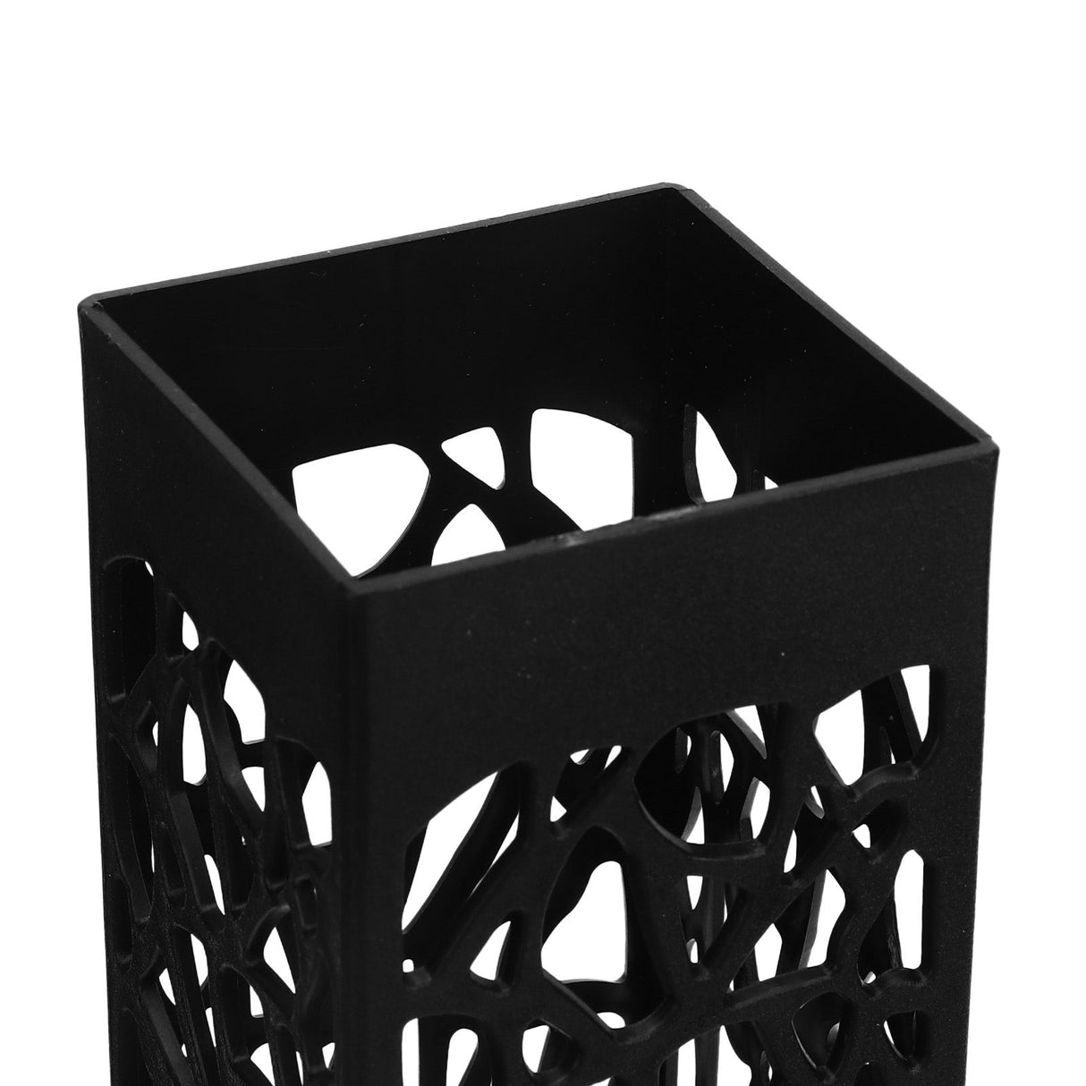 2Pcs Cemetery Grave Vase Black Column Unique Hollow Design Easy Installation Ground Insert Grave Flower Holders