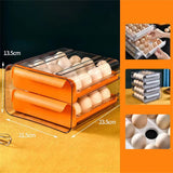 Egg Drawer Double Layer Toxic Free Transparent Thicken Large Capacity Egg Storage Box with Handle for RefrigeratorOrange