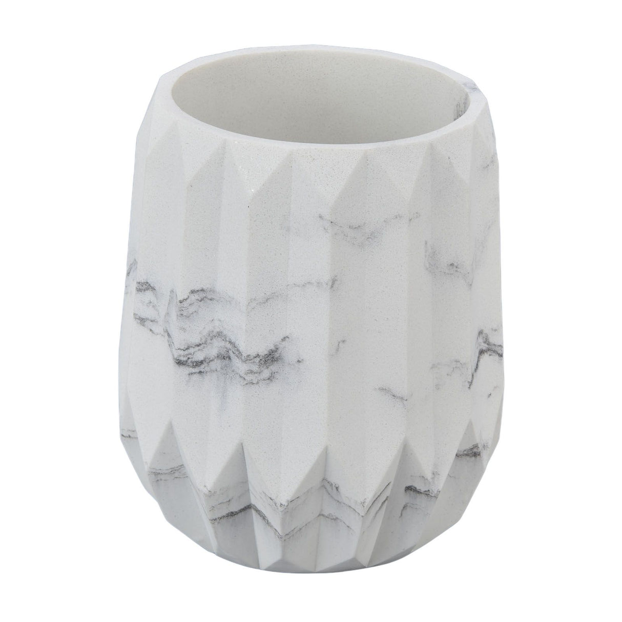 Makeup Brush Holder Durable Glossy Resin Large Capacity Modern Design Marble Vein Makeup Brush Organizer