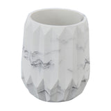 Makeup Brush Holder Durable Glossy Resin Large Capacity Modern Design Marble Vein Makeup Brush Organizer