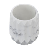 Makeup Brush Holder Durable Glossy Resin Large Capacity Modern Design Marble Vein Makeup Brush Organizer - Front View