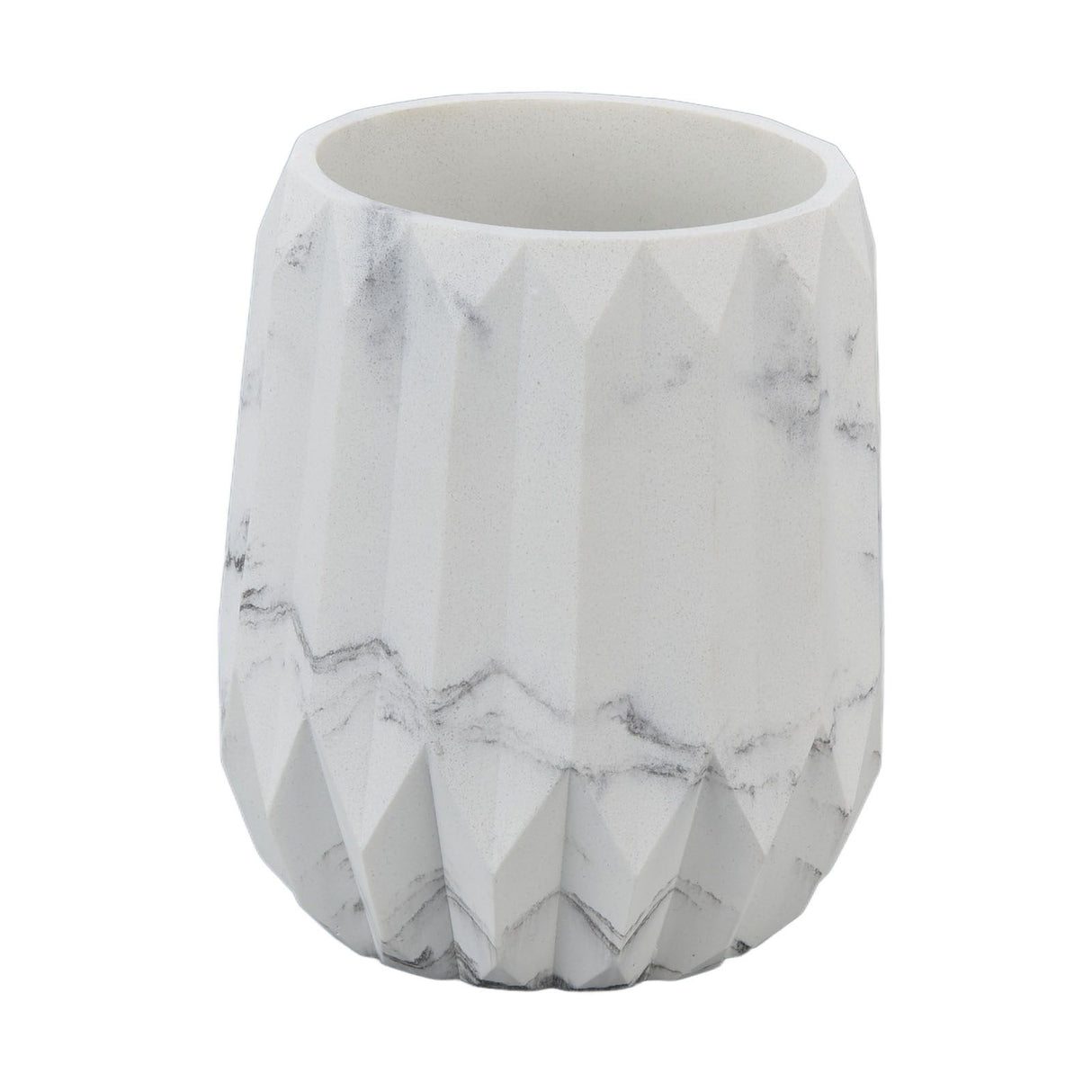 Makeup Brush Holder Durable Glossy Resin Large Capacity Modern Design Marble Vein Makeup Brush Organizer