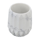 Makeup Brush Holder Durable Glossy Resin Large Capacity Modern Design Marble Vein Makeup Brush Organizer - Rear View