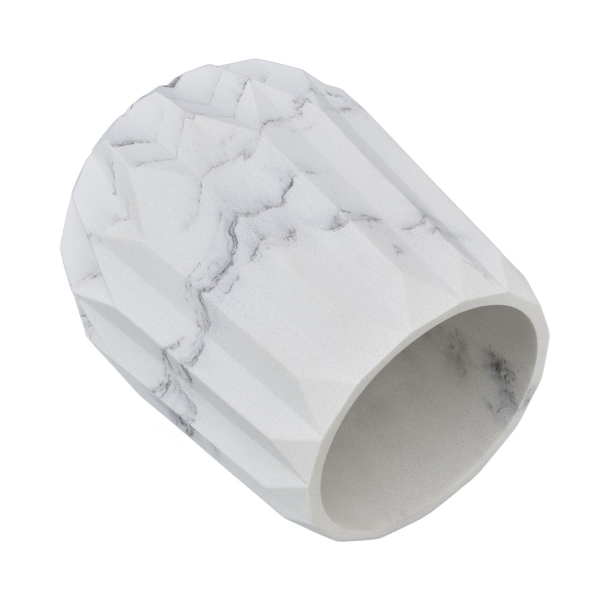Makeup Brush Holder Durable Glossy Resin Large Capacity Modern Design Marble Vein Makeup Brush Organizer