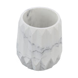 Makeup Brush Holder Durable Glossy Resin Large Capacity Modern Design Marble Vein Makeup Brush Organizer - Low Angle