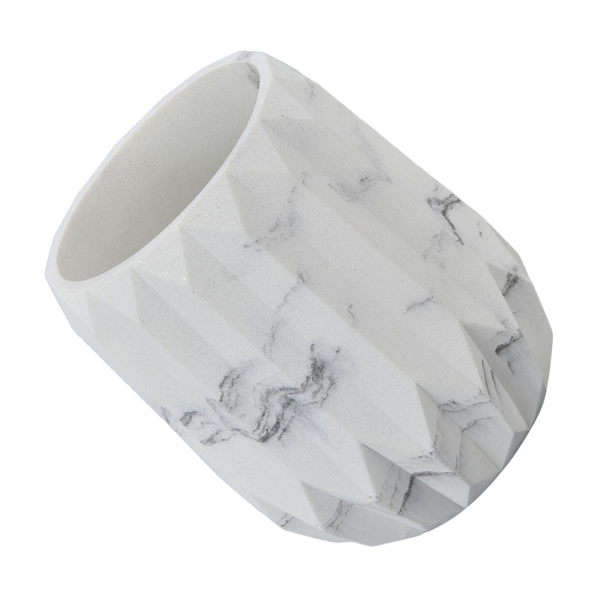 Makeup Brush Holder Durable Glossy Resin Large Capacity Modern Design Marble Vein Makeup Brush Organizer
