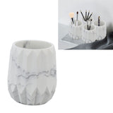 Makeup Brush Holder Durable Glossy Resin Large Capacity Modern Design Marble Vein Makeup Brush Organizer - Extra Image