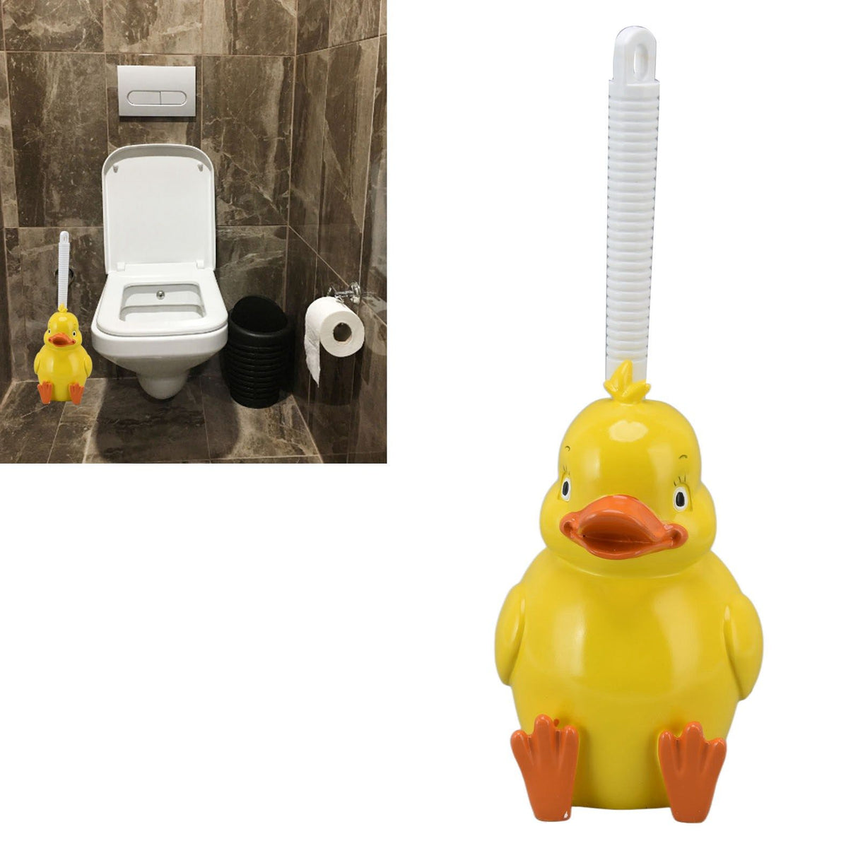 Toilet Brush Little Yellow Duck Seamless Toilet Cleaning Brush Deep Cleaning Bathroom Toilet Brush with Base for Bathroom