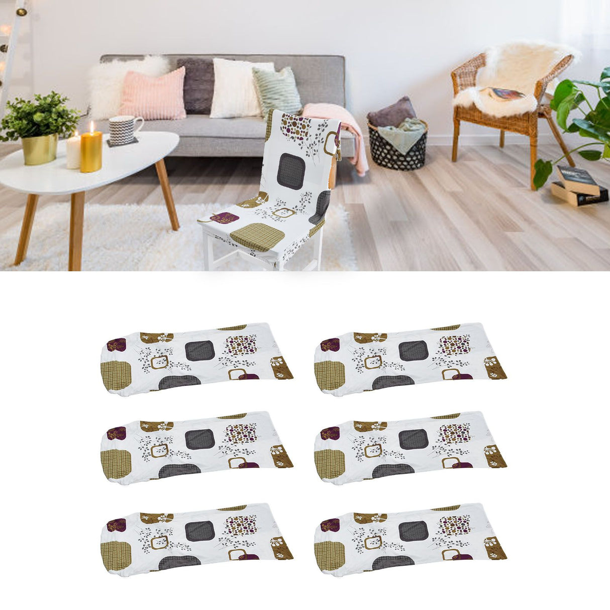 6PCS High Elasticity Chair Cover Removable Washable Dustproof Home Hotel Dining Chair CoversType 1