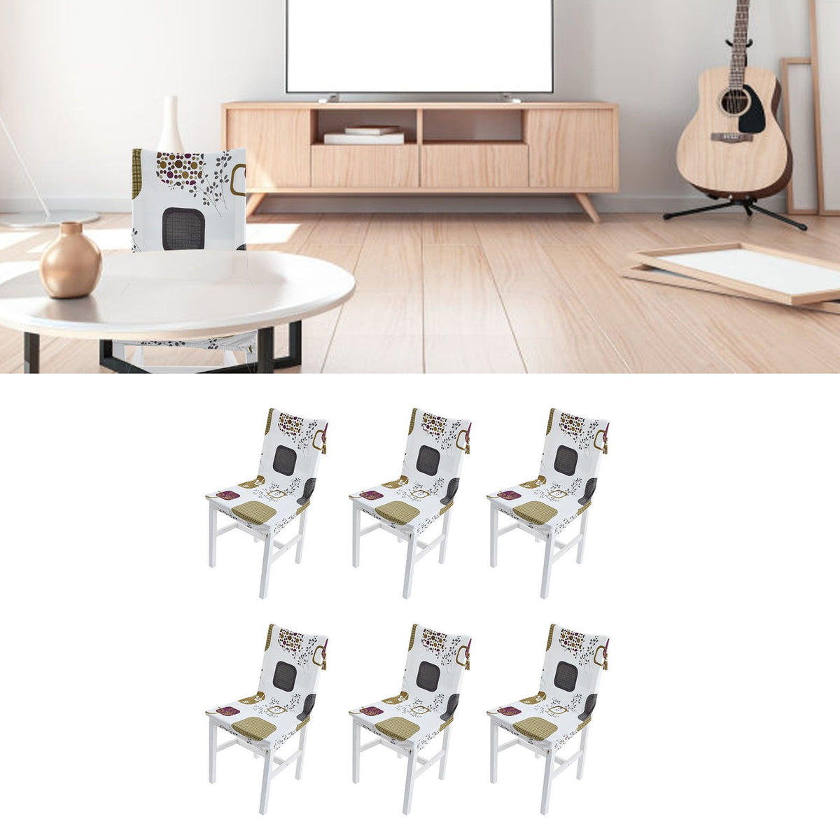 6PCS High Elasticity Chair Cover Removable Washable Dustproof Home Hotel Dining Chair CoversType 1