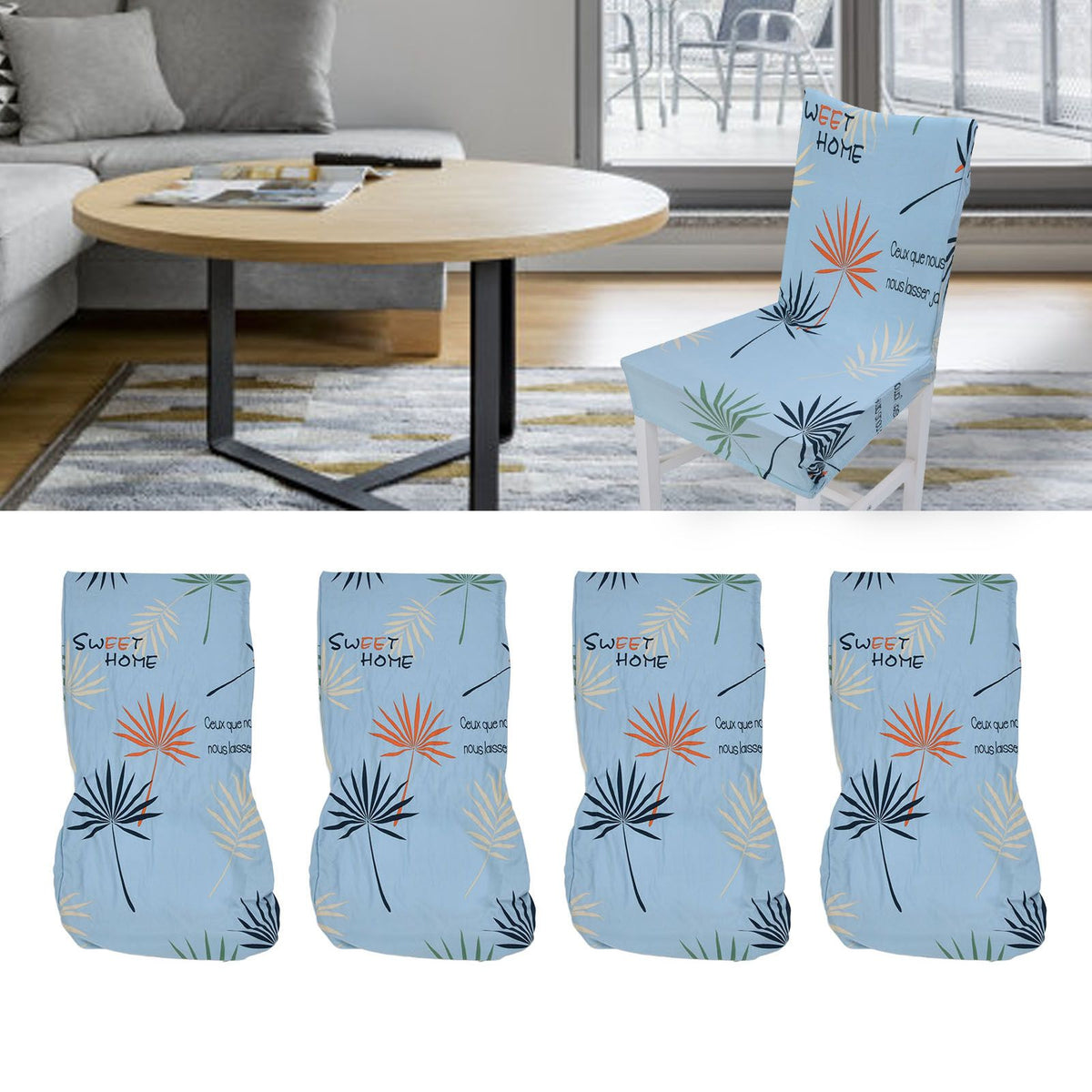 4Pcs Chair Slipcover High Elasticity Stylish Elegant Design Dustproof Dining Chair Cover for Hotel Office BanquetBlue Impressions