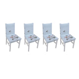 4Pcs Chair Slipcover High Elasticity Stylish Elegant Design Dustproof Dining Chair Cover for Hotel Office BanquetRose Spread
