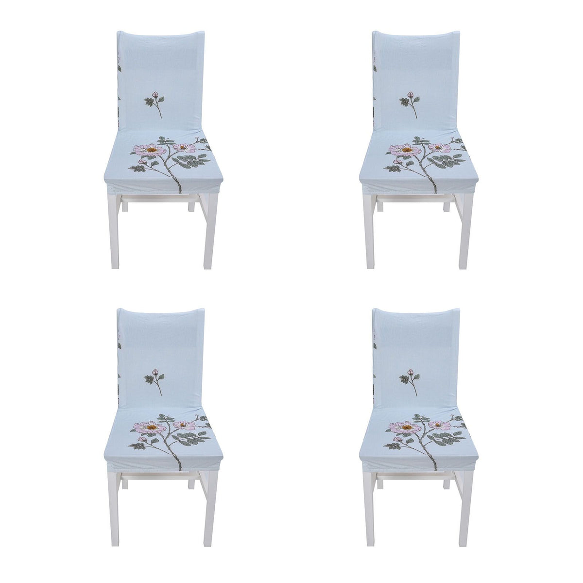 4Pcs Chair Slipcover High Elasticity Stylish Elegant Design Dustproof Dining Chair Cover for Hotel Office BanquetRose Spread