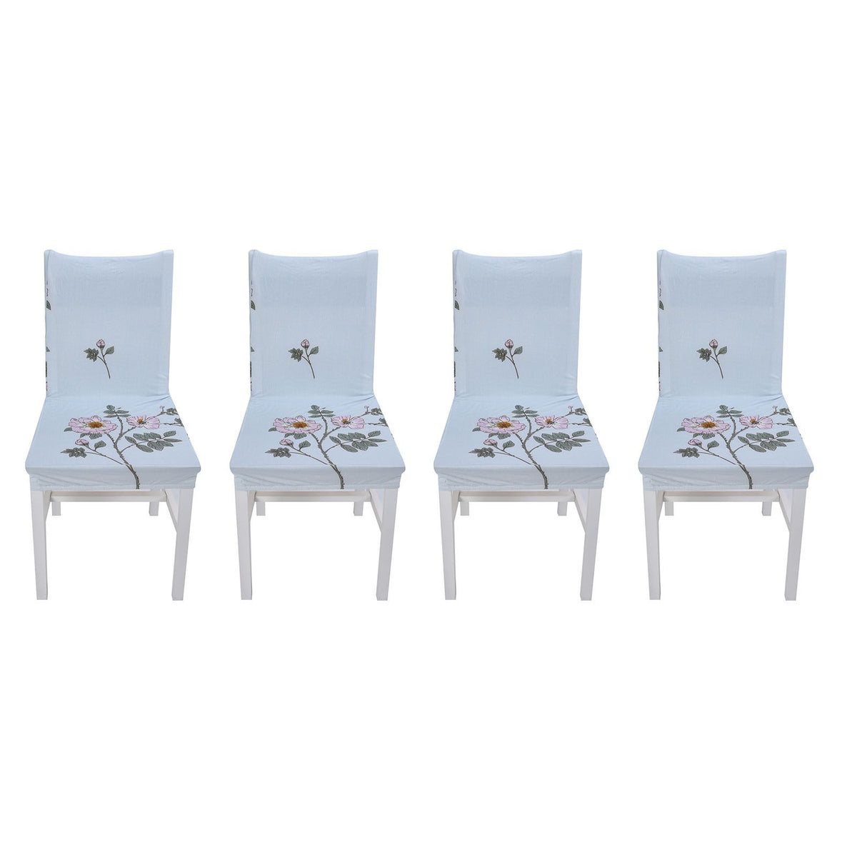 4Pcs Chair Slipcover High Elasticity Stylish Elegant Design Dustproof Dining Chair Cover for Hotel Office BanquetRose Spread