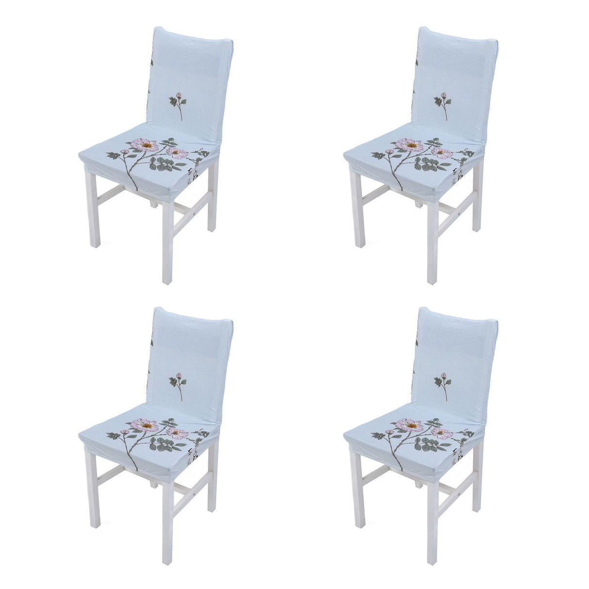 4Pcs Chair Slipcover High Elasticity Stylish Elegant Design Dustproof Dining Chair Cover for Hotel Office BanquetRose Spread