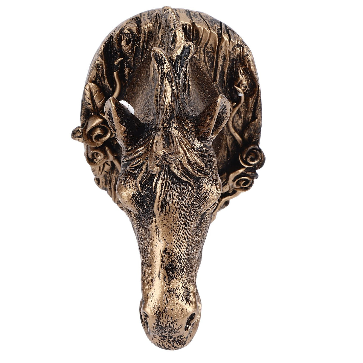 Antique Gold Horse Head Wall Hanger Resin Animal Horse Head Clothes Coat Hook for Living Room Bathroom Kitchen Decoration