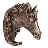 Antique Gold Horse Head Wall Hanger Resin Animal Horse Head Clothes Coat Hook for Living Room Bathroom Kitchen Decoration