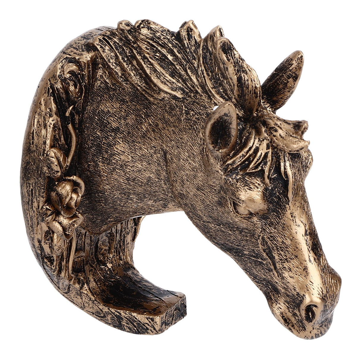Antique Gold Horse Head Wall Hanger Resin Animal Horse Head Clothes Coat Hook for Living Room Bathroom Kitchen Decoration