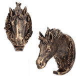 Antique Gold Horse Head Wall Hanger Resin Animal Horse Head Clothes Coat Hook for Living Room Bathroom Kitchen Decoration