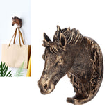 Antique Gold Horse Head Wall Hanger Resin Animal Horse Head Clothes Coat Hook for Living Room Bathroom Kitchen Decoration - Extra Image