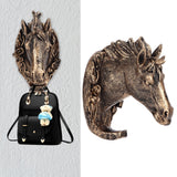 Antique Gold Horse Head Wall Hanger Resin Animal Horse Head Clothes Coat Hook for Living Room Bathroom Kitchen Decoration - Extra Image