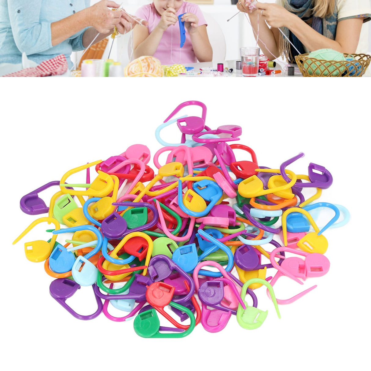 100pcs Stitch Markers Box Packaging Colorful Plastic Material Crochet Locking Markers for Marking Counting