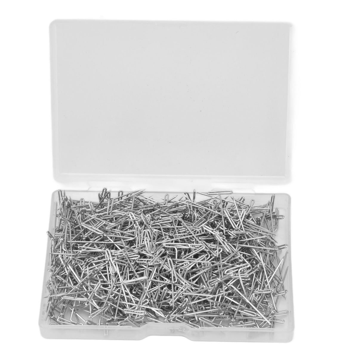 500pcs Stainless Steel T Pins 27mm/1.06in Wig T Pins T Shaped Needles with Plastic Box for Sewing Modelling