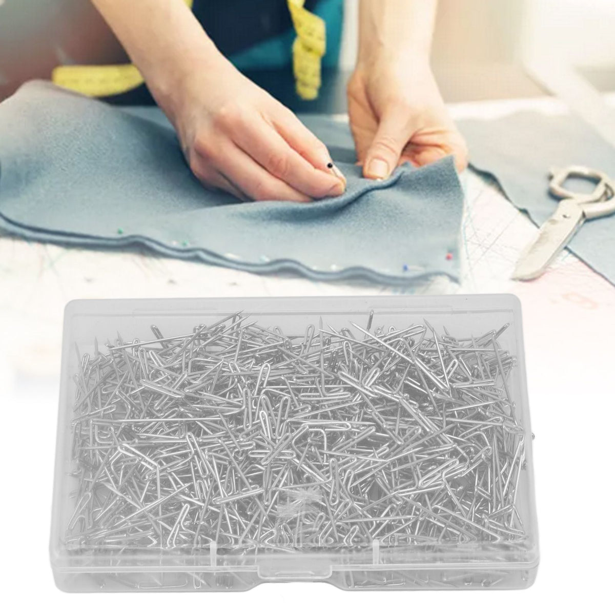 500pcs Stainless Steel T Pins 27mm/1.06in Wig T Pins T Shaped Needles with Plastic Box for Sewing Modelling